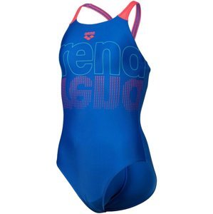 Dívčí plavky arena girls swimsuit v back graphic royal/fluo red