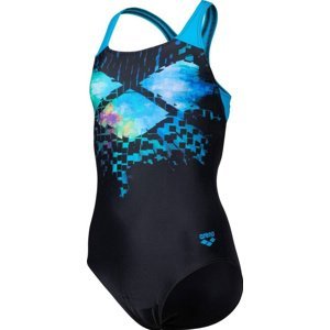 Dívčí plavky arena girls multi pixels swim pro back black/turquoise