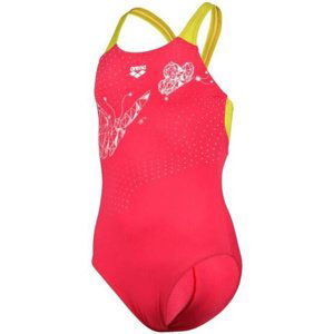 Arena girls butterfly swimsuit v back freak rose/soft green 116cm