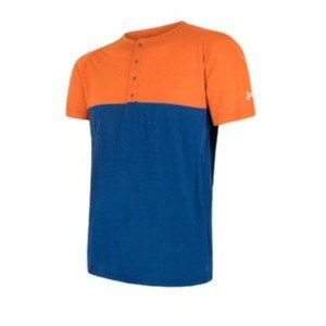 Pánské triko Sensor MERINO AIR PT s knoflíky oranžová/modrá 18100005 S