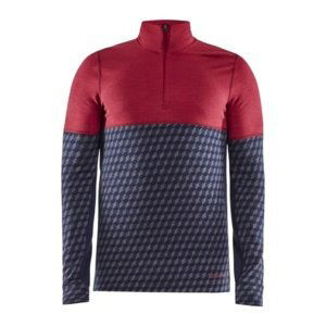 Triko CRAFT Merino 240 Zip LS 1907893-488995 červená s modrou M