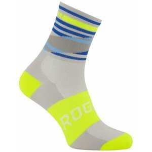 Designové funkční ponožky Rogelli STRIPE šedo-modro-reflexní žluté 007.204 XL (44-47)