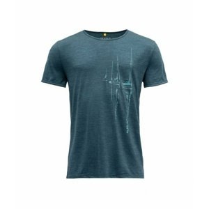 Pánské vlněné tričko s krátkým rukávem Devold Langfjorden GO 293 280 L 440A modrá XL