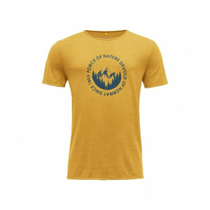 Pánské vlněné tričko s krátkým rukávem Devold Leira GO 293 280 O 058A žlutá XL