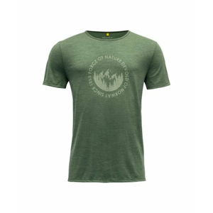 Pánské vlněné tričko s krátkým rukávem Devold Leira GO 293 280 O 421A zelená XL