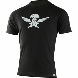 Pánské merino triko Lasting s tiskem Warrior černé XL