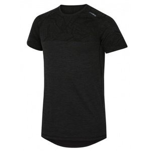 Pánské merino triko s krátkým rukávem Husky černé XXL