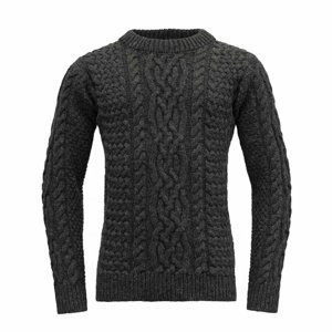 Vlněný svetr s klasickým pleteným vzorem Devold Sandoy unisex černý TC 380 550 A 940A L