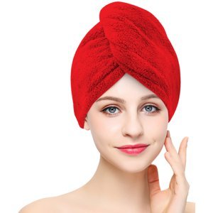 Chanar s.r.o Rychleschnoucí froté turban na vlasy, červený