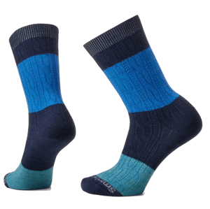 Smartwool EVERYDAY COLOR BLOCK CABLE CREW deep navy Velikost: L ponožky
