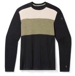 Smartwool CLASSIC THERMAL MERINO BL COLORBLOCK CREW B black-winter moss Velikost: L spodní prádlo