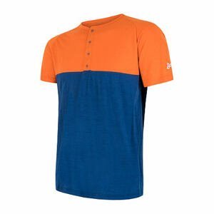 SENSOR MERINO AIR PT pánské triko kr.rukáv s knoflíky oranžová/modrá Velikost: L