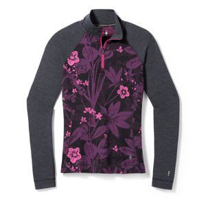 Smartwool W CLASSIC THERMALERINO BL 1/4 ZIP B purple iris floral Velikost: S spodní prádlo