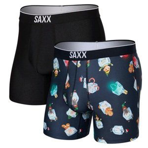 Saxx VOLT BREATHABLE MESH BOXER BRIEF 2PK holidays on ice/black Velikost: M boxerky