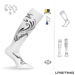 Lasting STAS 001 bílá dámské podkolenky s kamínky Velikost: (42-45) L ponožky