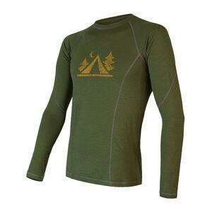 SENSOR MERINO DF CAMP pánské triko dl.rukáv safari green Velikost: XXL