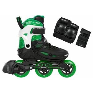 Powerslide Dětské kolečkové brusle Powerslide Phuzion Universe Green + Chrániče ONE Basic Kids, 3x, 80, 29-32, XXS