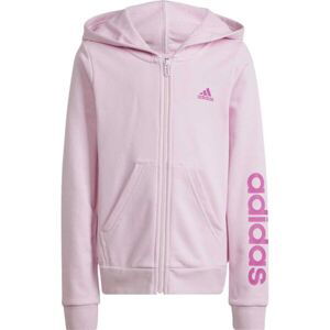 adidas LINEAR FULL-ZIP HOODIE Dívčí mikina, růžová, veľkosť 140