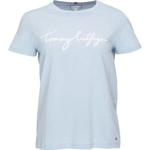 Tommy Hilfiger REG C-NK SIGNATURE TEE Dámské triko, světle modrá, veľkosť S