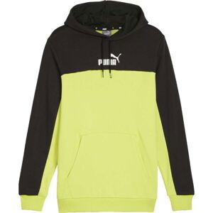 Puma ESSENTIALS + BLOCK HOODIE Pánská mikina, žlutá, veľkosť M