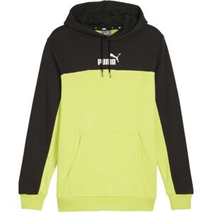 Puma ESSENTIALS + BLOCK HOODIE Pánská mikina, žlutá, veľkosť XXXL