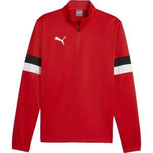 Puma TEAMRISE 1/4 ZIP TOP Pánská mikina se zipem, červená, velikost