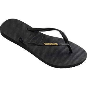 HAVAIANAS SLIM LOGO METALLIC Dámské žabky, černá, velikost 43/44