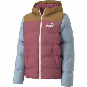 Puma COLOURBLOCK POLYBALL HOODED JACKET Dětská zateplená bunda, růžová, velikost