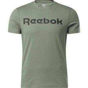 Reebok LINEAR READ TEE Pánské triko, khaki, veľkosť M