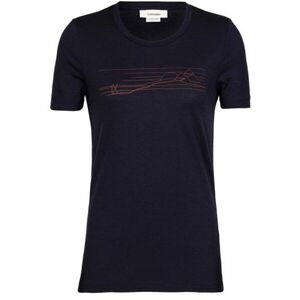 Icebreaker TECH LITE II SS TEE SKI STRIPES MIDNIGHT W Dámské univerzální triko, tmavě modrá, velikost S