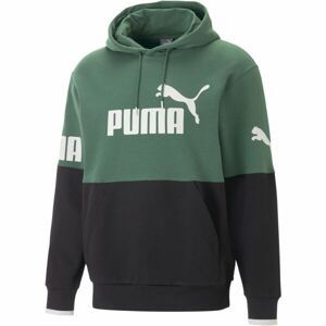 Puma POWER COLORBLOCK HOODIE Pánská mikina, zelená, veľkosť M