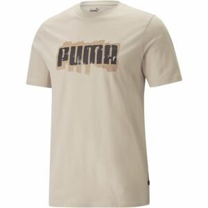 Puma GRAPHICS PUMA WORDING TEE Pánské triko, béžová, velikost 2XL