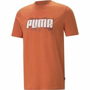 Puma GRAPHICS PUMA WORDING TEE Pánské triko, oranžová, velikost XXL