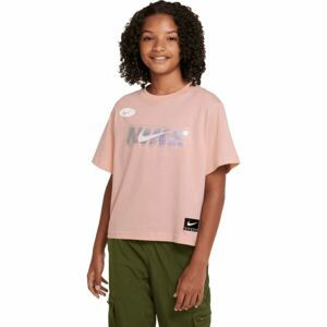 Nike NSW TEE BOXY ICON CLASH Dívčí tričko, růžová, velikost XL