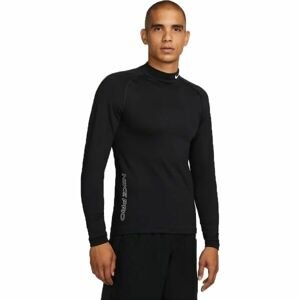 Nike TOP WARM LS MOCK Pánské tréninkové tričko, černá, velikost L