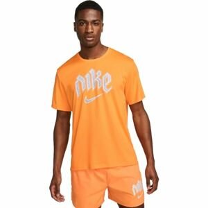 Nike DF RUN DVN MILER SS Pánské tričko, oranžová, velikost M