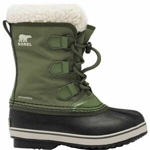 Sorel YOUTH PAC NYLON WP Dětská zimní obuv, tmavě zelená, velikost 32