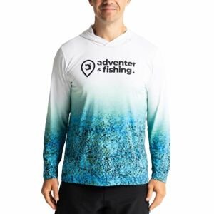 ADVENTER & FISHING UV HOODED Pánské funkční hooded UV tričko, světle modrá, velikost