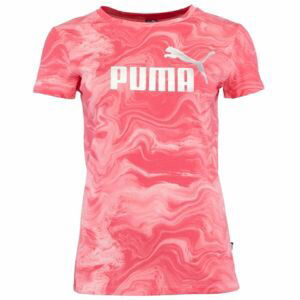 Puma ESSENTIALS + MARBLEIZED TEE Dámské tričko, růžová, velikost