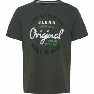 BLEND REGULAR FIT Pánské tričko, tmavě zelená, velikost
