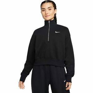 Nike NSW PHNX FLC QZ CROP Dámská mikina, černá, velikost XS