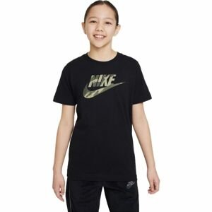 Nike NSW TEE CLUB CAMO Dívčí tričko, černá, velikost M