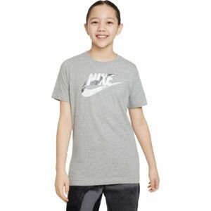 Nike NSW TEE CLUB CAMO Dívčí tričko, šedá, velikost XL