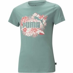 Puma ESS+ FLOWER POWER TEE G ADRIATIC Dívčí triko, zelená, velikost 152