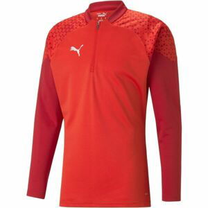 Puma TEAMCUP TRAINING 1/4 ZIP TOP Pánská sportovní mikina, červená, velikost XL