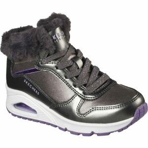 Skechers UNO - COZY ON AIR Dětská zimní obuv, šedá, veľkosť 28