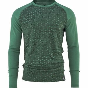 Bula GEO MERINO WOOL CREW Pánské triko s dlouhým rukávem, zelená, veľkosť L