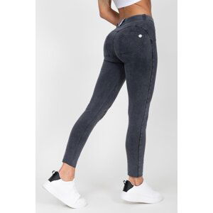 Hugz Jeans - Grey - Denim - Mid Waist - Dark stitch, M, šedá