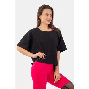 Nebbia Volné crop tričko „The Minimalist“ z organické bavlny 417, XS, černá