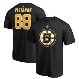 Boston Bruins pánské tričko black #88 David Pastrňák Stack Logo Name & Number Fanatics Branded 60738